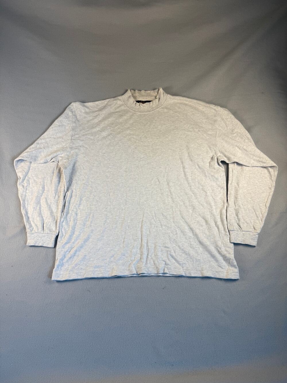 Vintage Woolrich Shirt Men L Heather Gray Long Sleeve Mock Neck Classic Layering
